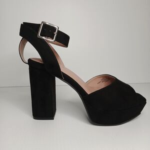 Torrid Heels Womens Size 8.5 WW Wide Black Ankle Strap Block Heels New